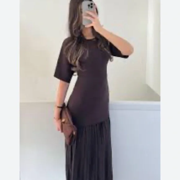 Zara Dark Brown Midi Dress - Picture 6 of 14